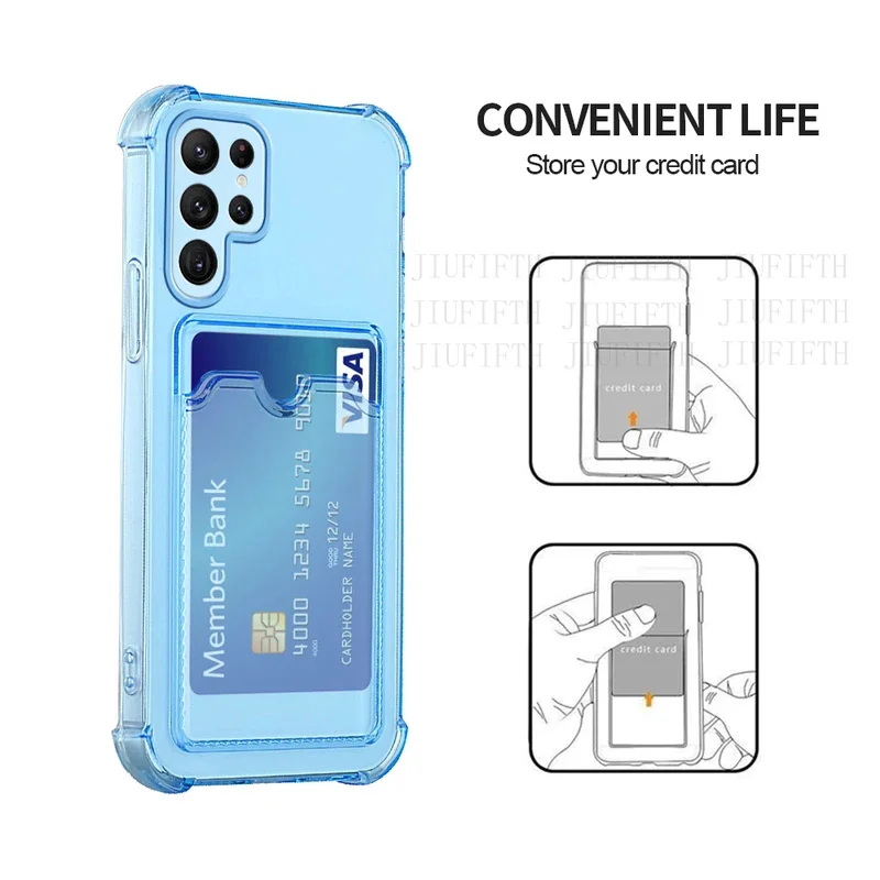 Clear Phone Case with Card Holder and Bag Holder Attachment