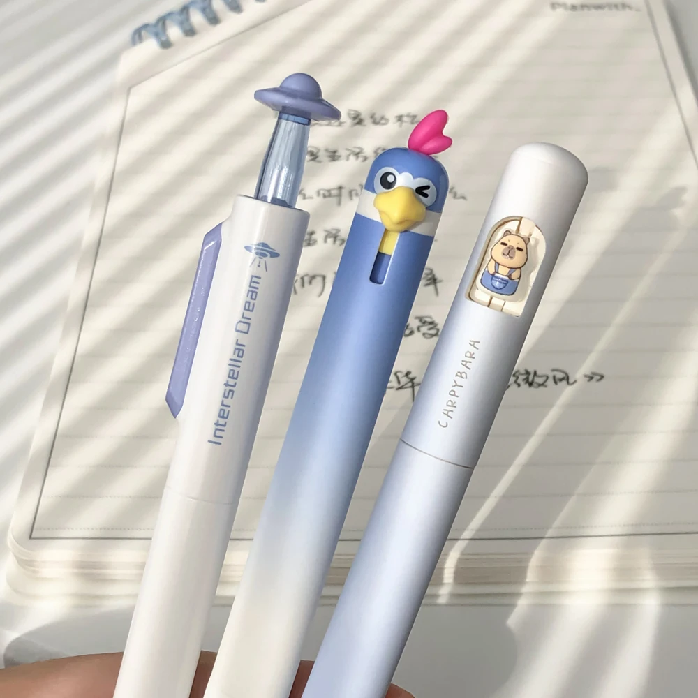 6 Pcs/Set Blue Design Gel Pen Set Quick-Dry Smooth 0.5mm Black Ink Pens for Student Exam Writing Study & Office Stationery