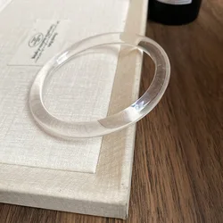Sleek Resin Acrylic Jade - Style Women's Fashion Bangle Bracelet (6.5cm transparent )