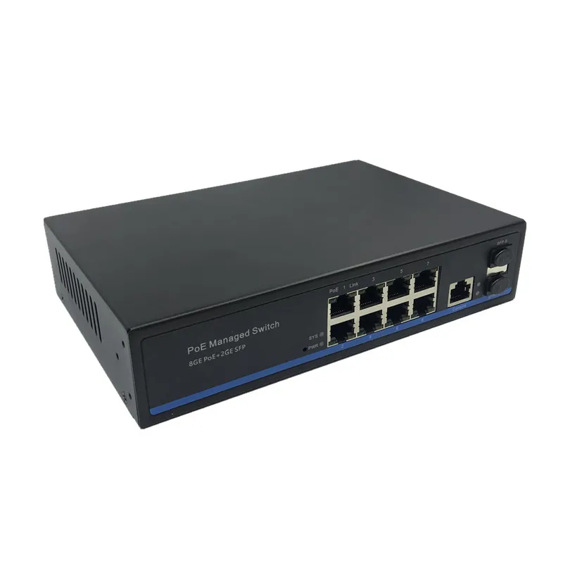 관리형 8포트 10/100/1000Mbps PoE 이더넷 스위치, 2개의 기가비트 SFP 슬롯이 있는 관리형 스위치, IGMP VLAN 관리 PoE 스위치