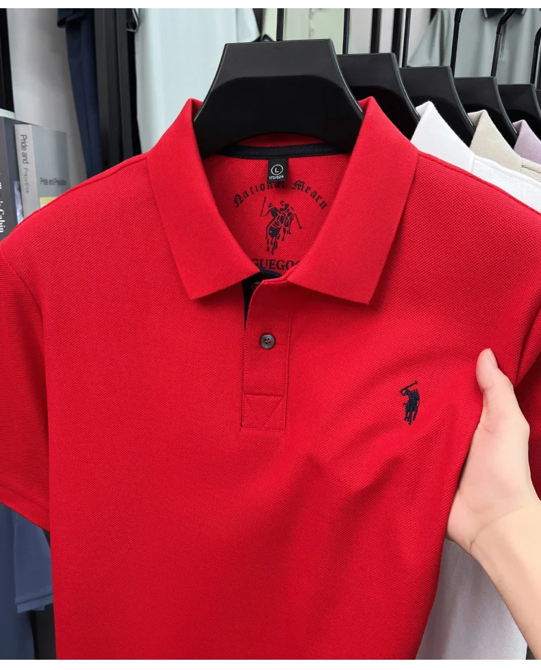 100% Baumwolle Kurzarm Herren-Poloshirt Luxus-Modemarke Hochwertige Pony-Stickerei Sommer-Komfort Neue Mode Paul T-Shirt – Detail 15