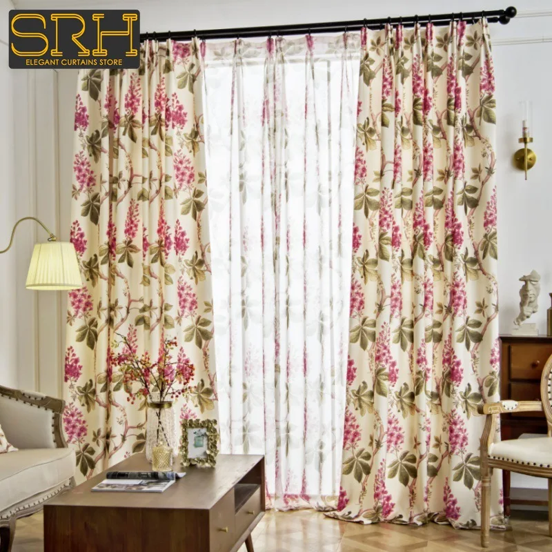 

Luxury American Style Pastoral Shading Cotton Linen Bedroom Living Room French Window Villa Jacquard Thick Curtain Cloth Custom