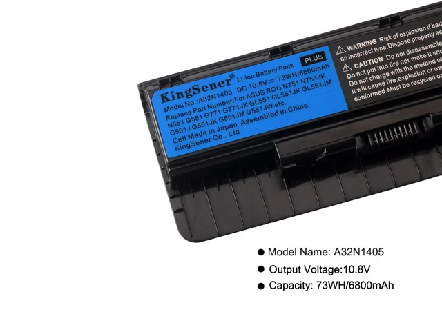 Batterie Ordinateur Portable Asus JPking A32N1405 Batterie Pour ASUS N551 N551J N551JB N551JK N551JM Batterie Asus A41-x550e