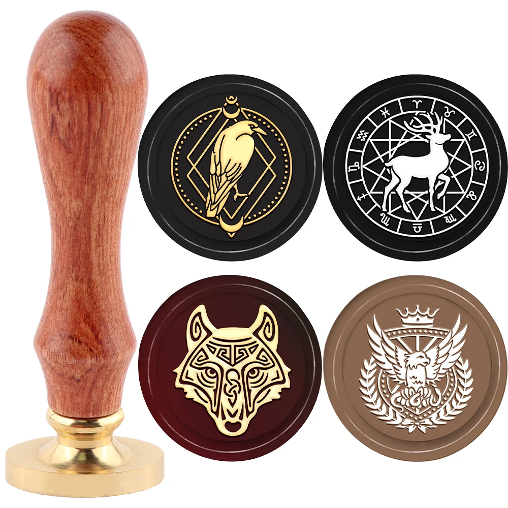 

Vintage Animal Wax Seal Stamp Set 1 Head and 1 Rosewood Handle Diy Craft Supplies Scrapbooking Christmas Wedding Invitation