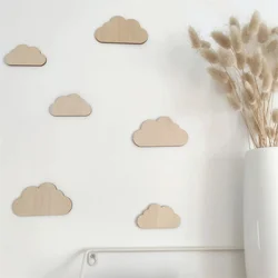 Nordic Wooden 3D Wall Stickers - Rainbow & Cloud Nursery Decor (B 6pcs)