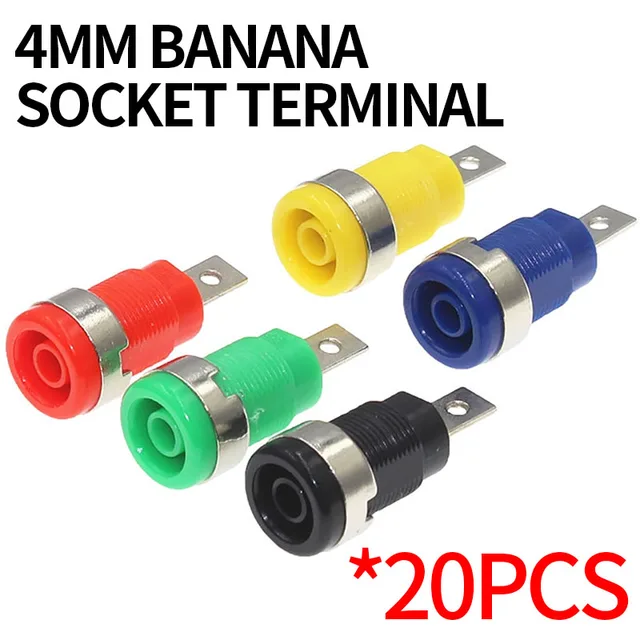 20PCS Insulated Safety 32A 4mm Banana Socket Terminal 5 Colors Female Jack Panel Mount Socket Binding Post Wire Connector 1