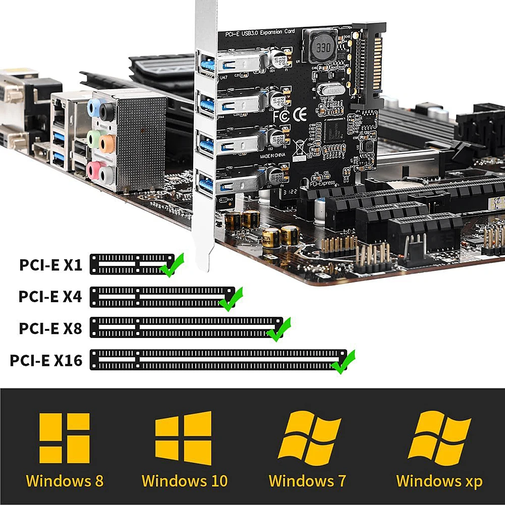 

Адаптер PCI Express с 4 портами USB 3,0, 5 Гбит/с