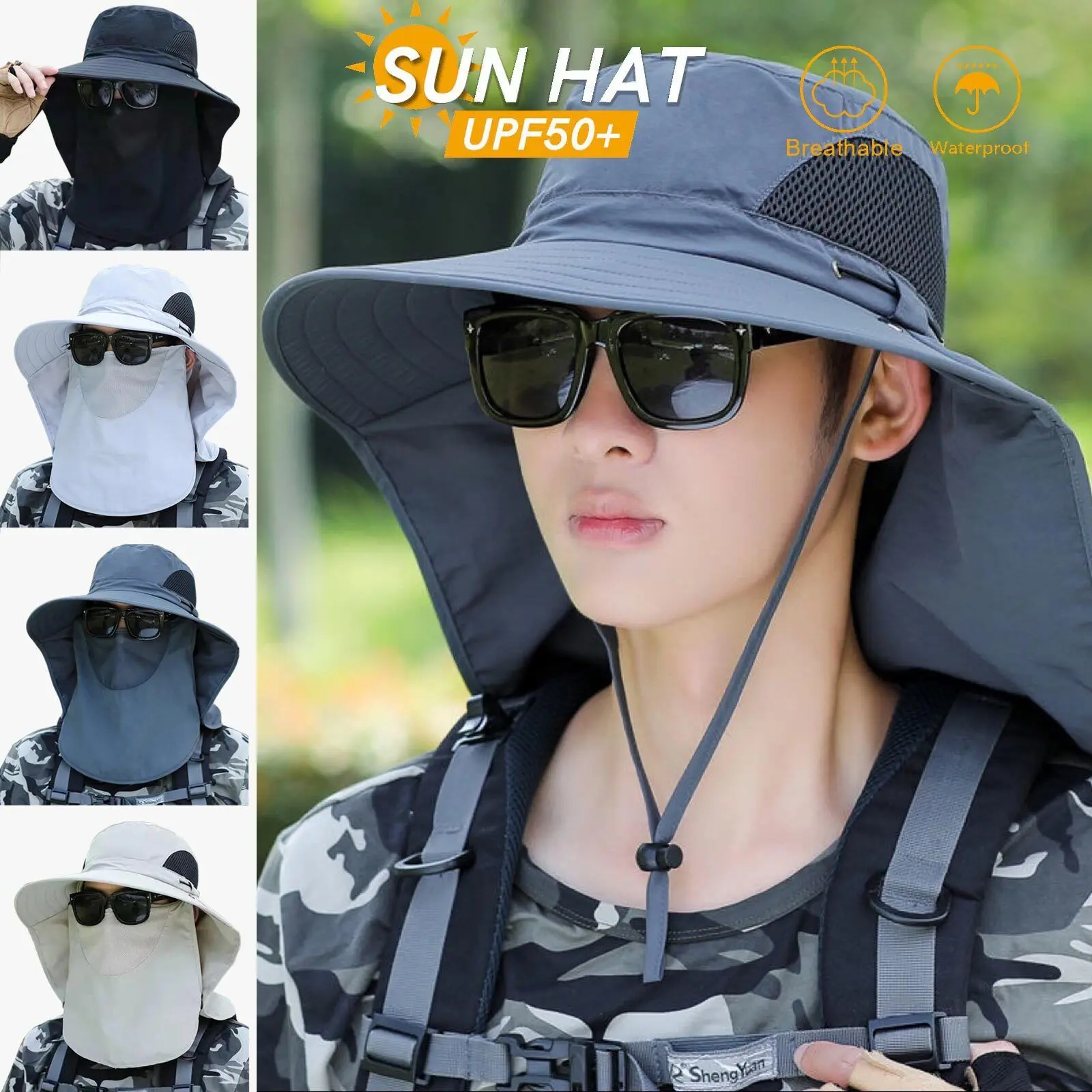 2023 Outdoor Bucket Hat UV Protection Cover Sun Hat Face Neck Flap