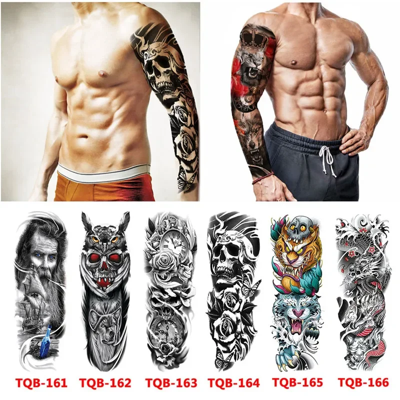 Waterproof Temporary Tattoo Sticker Totem Geometric Full Arm Large Size Sleeve Tatoo Fake tatto flash tattoos for men women 5