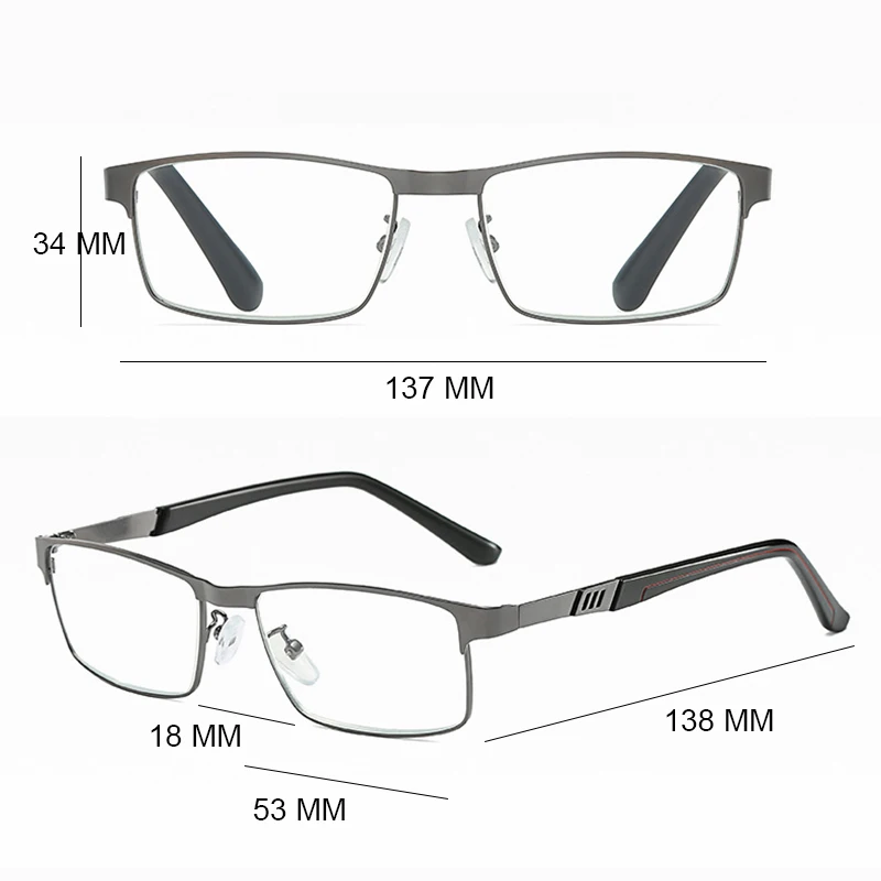 Reading Glasses Men Business Stainless Steel Presbyopic Diopter +1.0 1.5 2.0 2.5 3 3.5 4