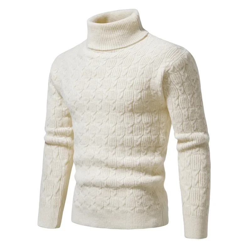 Description Picture 5 of item2023 Spring and Autumn New Slim Fit Men's Knitwear Coat High Polo Neck Fashion Sweater Underlay