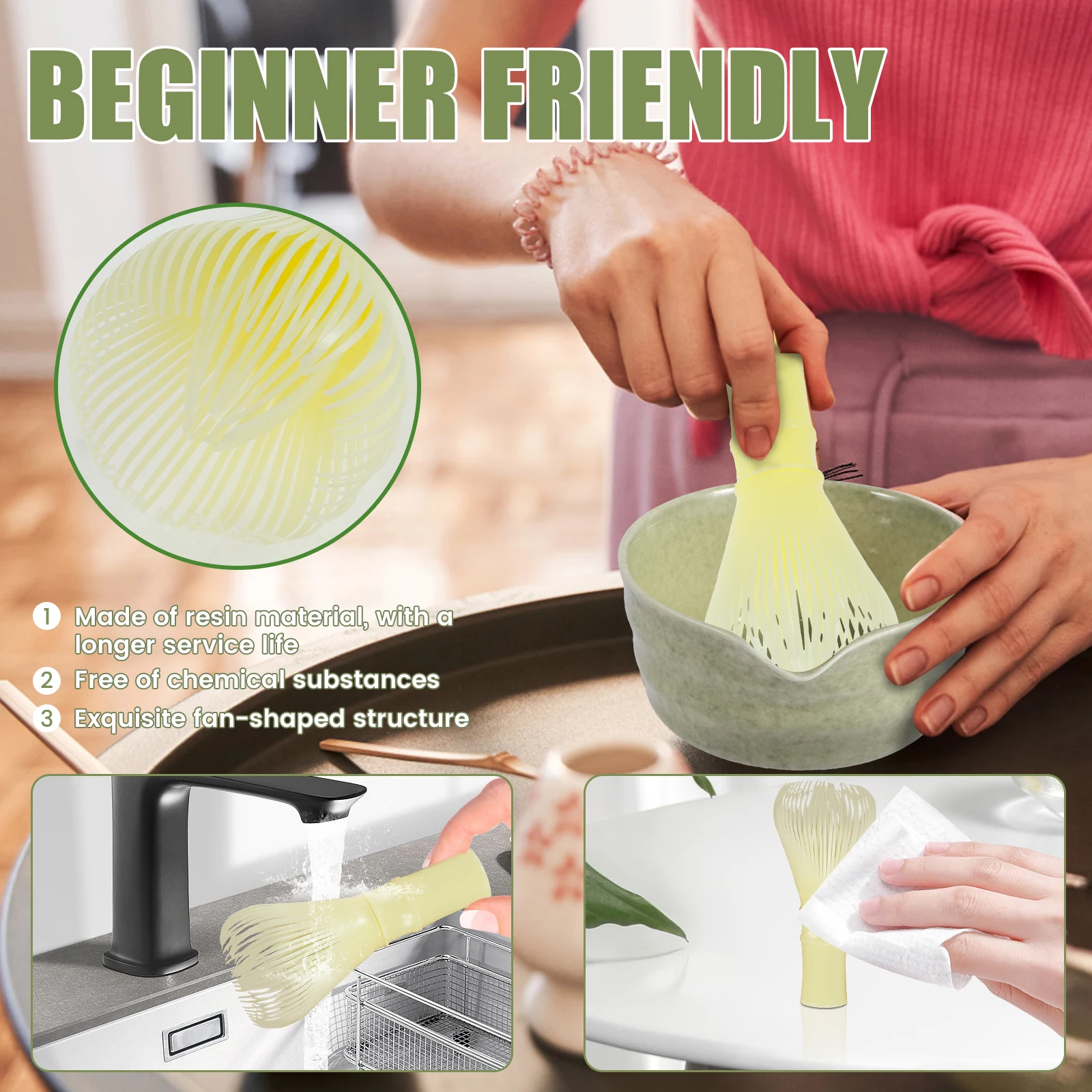4Pcs Japanese Matcha Tea Set for Beginners Matcha Making Starter Kit with Whisk Tea Scoop Reusable Bamboo Whisk matcha tea set matcha tea tools tea set