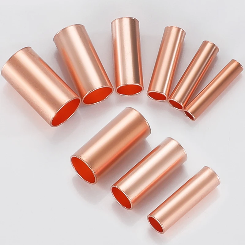 100PC 1/1.5/2.5/4/5/6/10/16/25/35mm2 Copper Connecting Pipe Wire Joint GT Small Copper Tube Wire Connector Cold Pressed Terminal wire connectors terminal connector soldering terminal