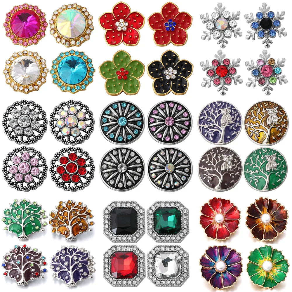 5 Pz/Lotto All'Ingrosso 18Mm Snap Gioielli Mix Molti Stili 18Mm Bottoni Automatici In Metallo Bottoni Strass Scatta Gioielli