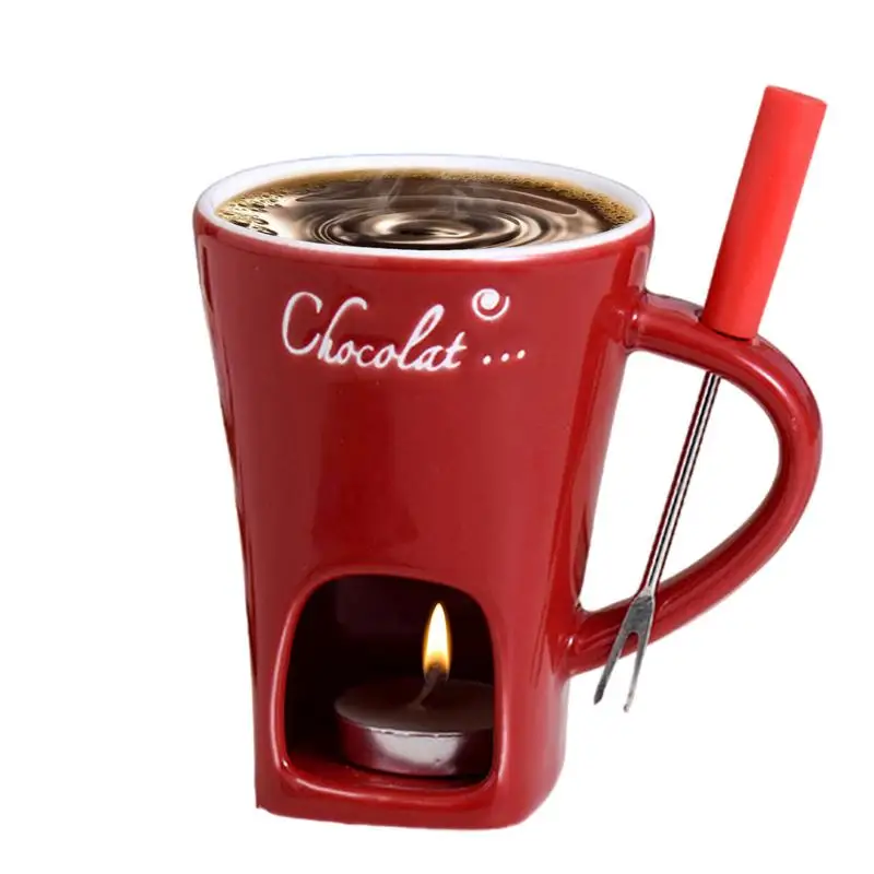 200ml Chocolate Fondue Mug Melting Cups Hot Pot Ceramic Melted Cups Butter Warmer Heating Tea Light Melt Pot For Candy Chocolate chocolate warmer