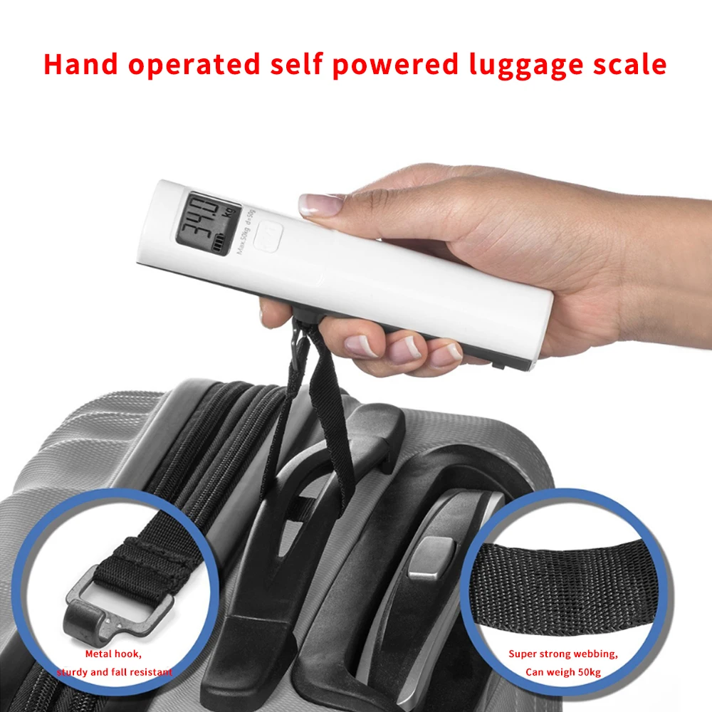 Hand-shake power generation 50kg Portable Manual Digital Hanging Luggage Weight Scale No need Battery luggage scale,luggage weight scale,portable scale,digital scale,hanging scale