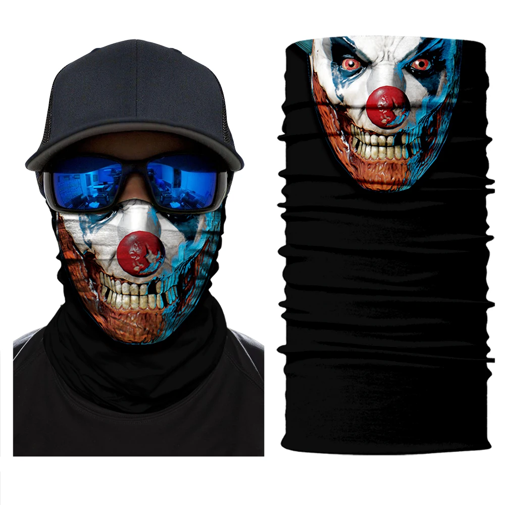 3D Riding Motorcycle Head Cover Mask Clown V-shaped Enemy Team Skull Multi Functional Magic Headband Mask