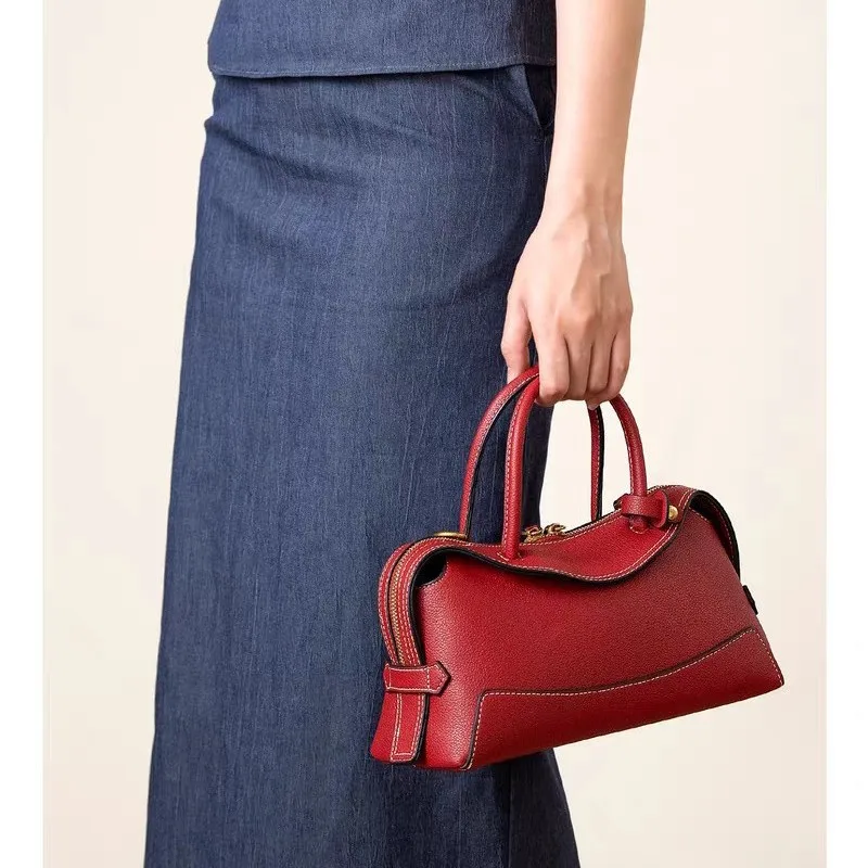 New Handbag Casual Women Leather Handheld Single Shoulder Crossbody Bag High-End Sensation Niche Design Pillow Bag