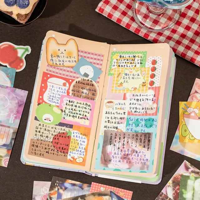 200Pcs/bag 4 Styles Sticky Notes Material Pack DIY Mood Graffiti Seriers Memo Pads Gift Cartoon Message Paper Diary Decorati 2