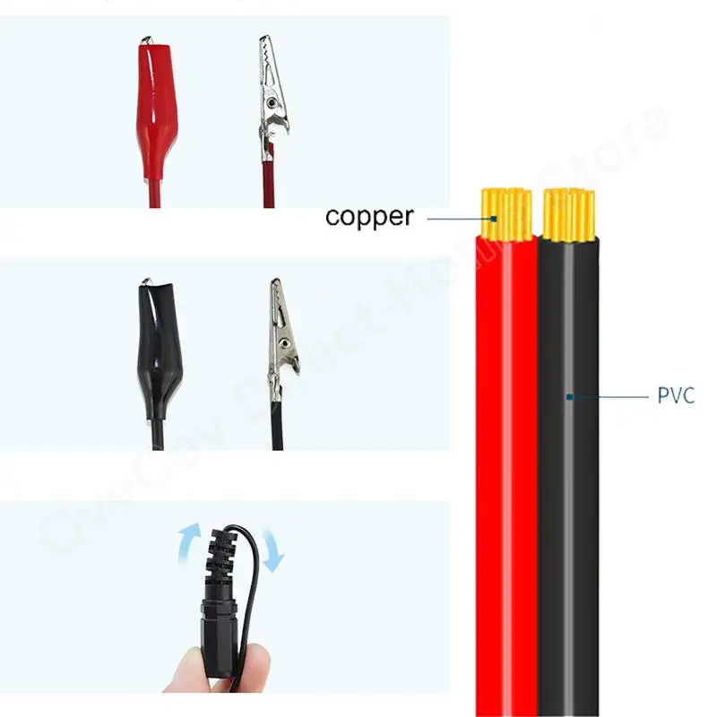 2 Alligator Clip to 1 Male Female DC Power Plug Connector Adapter Wire DC 5.5*2.1mm Clips Crocodile Test Leads alligator clips electric test clamp test probes test clip