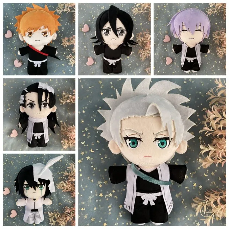 20cm Anime BLEACH Plush Doll Boy Cotton Doll Kurosaki Ichigo Kuchiki Rukia Kuchiki Byakuya Ichimaru Gin Stuffed Toy bleach accessories sword12cm metal keychain model kurosaki ichigo tensa zangetsu zanpakuto weapon samurai katana sword anime toy