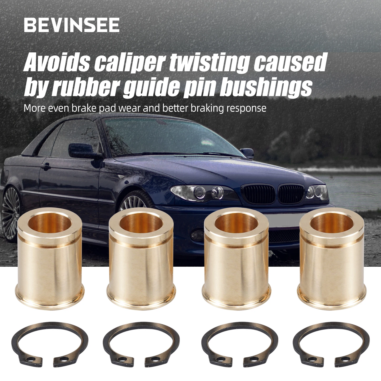 Brass Brake Caliper Guide Bushings for BMW E36 E46 E92 E90 E91 E93 E30 E82 E88 E28 E34 E39 E24 E32 E31 Z3 Z4 325i 328i BEVINSEE
