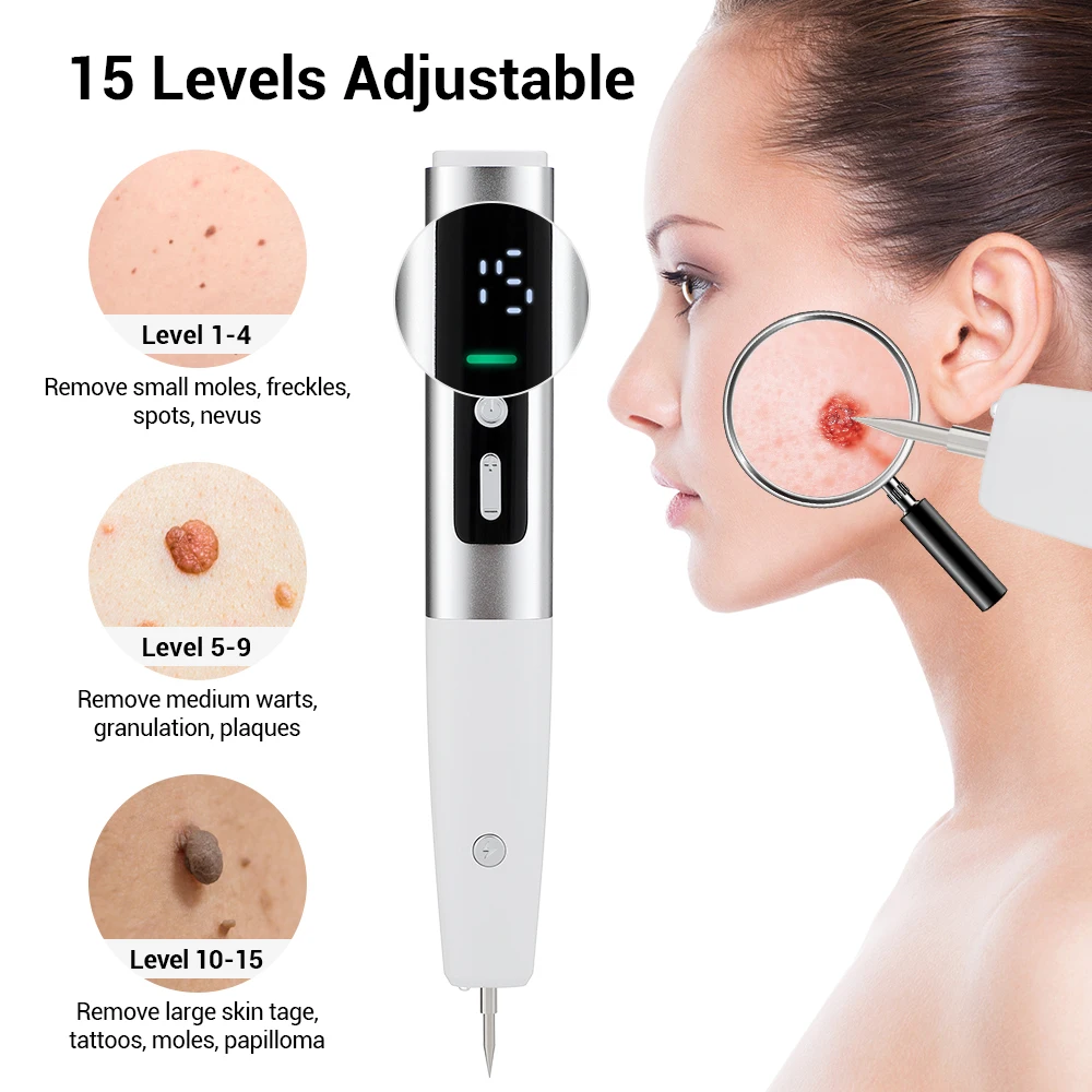 Skin tag remover warts eliminator lcd plasma pen papillomas electric laser tattoo removal freckle dark spot mole cauterizer kit