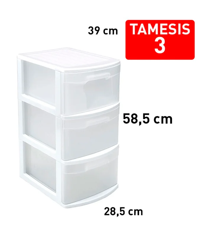 Tradineur - Cajonera de plástico, 3 cajones transparentes, sobremesa, torre  de almacenaje multiusos, escritorio, armario, baño