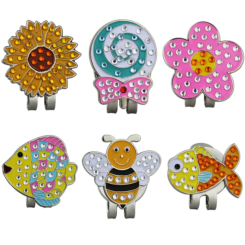 1pc Golf Ball Marker Crystal for Women by Girls Golfer gift with Magnetic Hat Clip Premium Gifts Bling Mark GOG