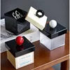 Brush Stand Modern Minimalist For Cotton Pads Stripe Acrylic Storage Box Dust Belt Cover Cotton Buds Box Multifunctional 5