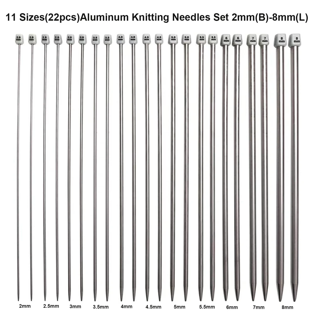 11 Pair Stainless Steel Knitting Needle Set 2mm-8mm Sweater Knitting  Needles Kit Crochet Hook Sets with Knitting Accessories