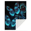 Glowing Glitter Blue Butterflies Blanket Butterfly Printed Warm Cozy Soft Throw Blanket for All Season for Couch Sofa Bed 5