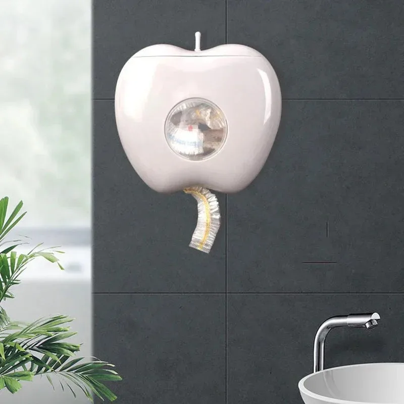 Apple Shaped Fresh Keeping Bag Dispenser Wall Mounted Kitchen Storage Box Plastic Bag Organizer Space Saving Kitchen Tool