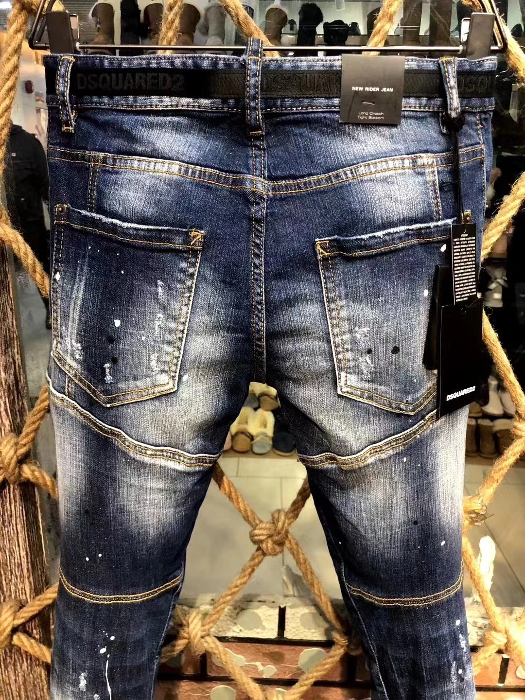 Dsquared2 microelasticity Jeans Straight Fit Street-Style Denim Pants A215# versace jeans couture