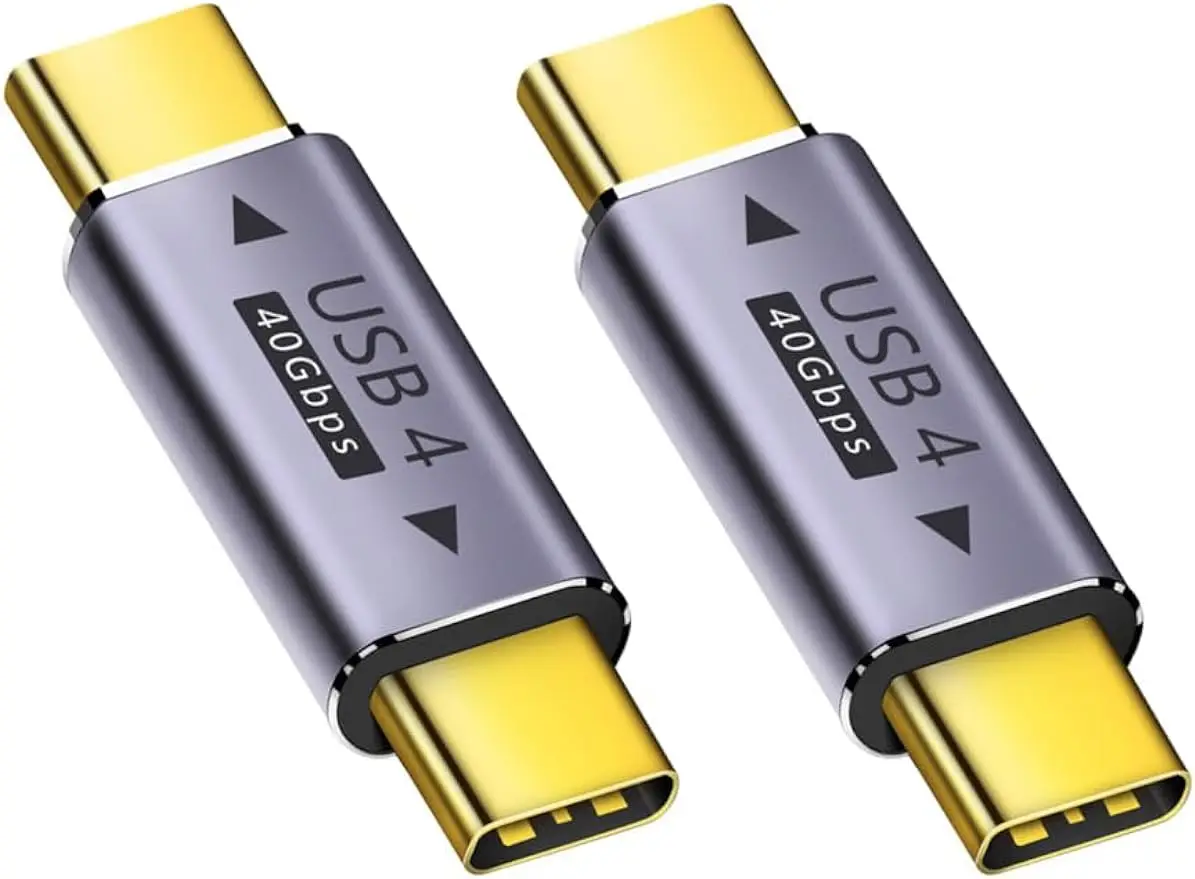 C타입 듀얼 수 플러그 어댑터, USB 4.0, USB C 수-USB C 수 어댑터, C타입 커플러 익스텐더, 지지대 100W, 40Gbps, 8K @ 60Hz
