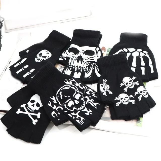 قفازات حرارية عصرية دافئة قفازات هيكل عظمي أنيقة للطقس البارد والهالوين والشتاء وركوب الدراجات والتزلج والتسلق 1