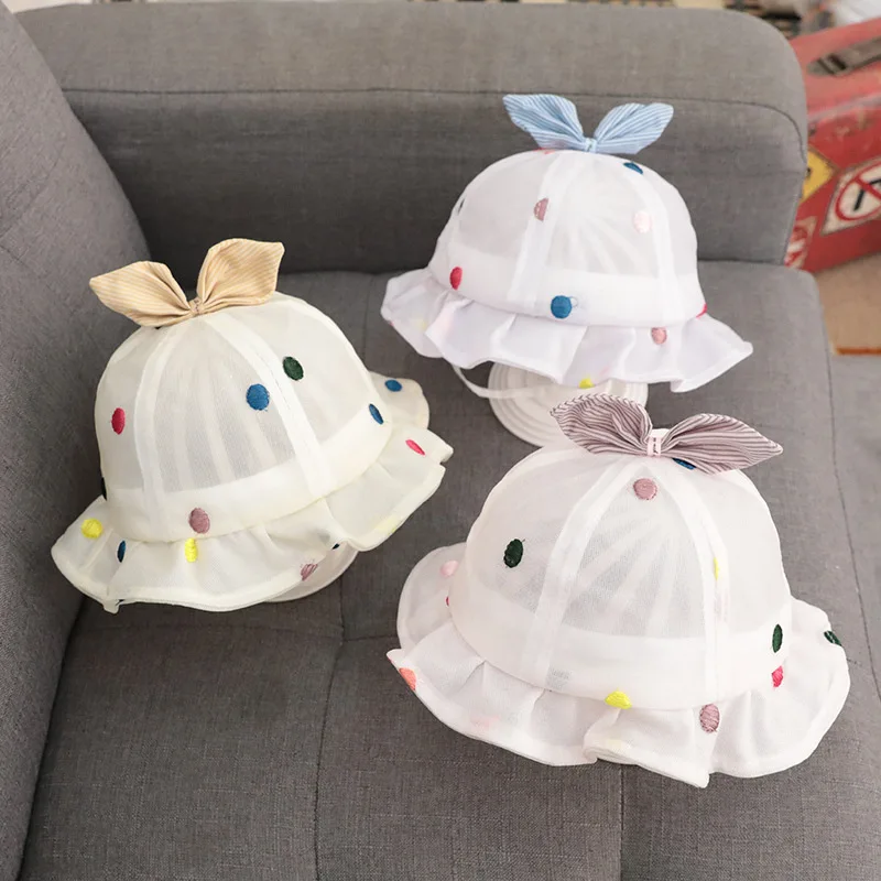

Summer Baby Bucket Hat Cute Bowknot Fisherman Cap for Girl Mesh Breathable Ruffle Sun Hat Bonnet шапка детская