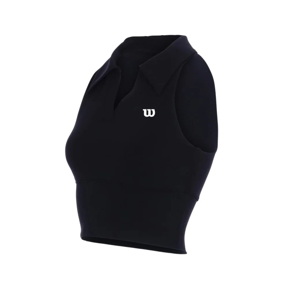 WILSON New Tennis Vest Women's Sports Casual Breathable Quick-Drying Sleeveless Lapel Short Top T-Shirt
