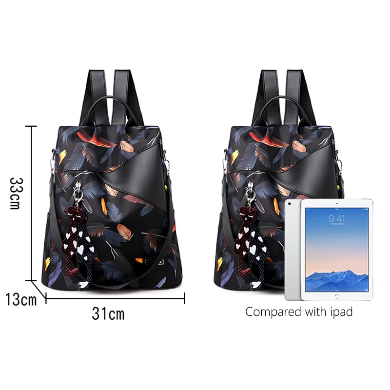 Bolso Mochila Mujer Casual Antirrobo Pequeña con Estampado Bordado