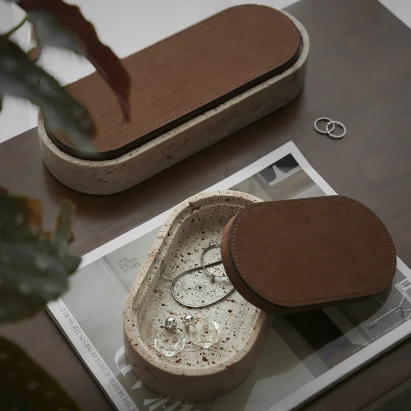 

Винтажная коробка, роскошные ювелирные изделия, серьги, ожерелье, дисплей, емкость для хранения, контейнер с кожаным чехлом, декоративная коробка