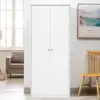 Wooden Kitchen Pantry Cabinet Storage Cupboard with 5 Adjustable Shelves White 2