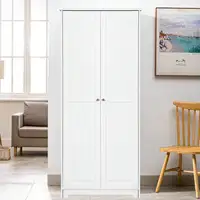 Wooden Kitchen Pantry Cabinet Storage Cupboard with 5 Adjustable Shelves White 2