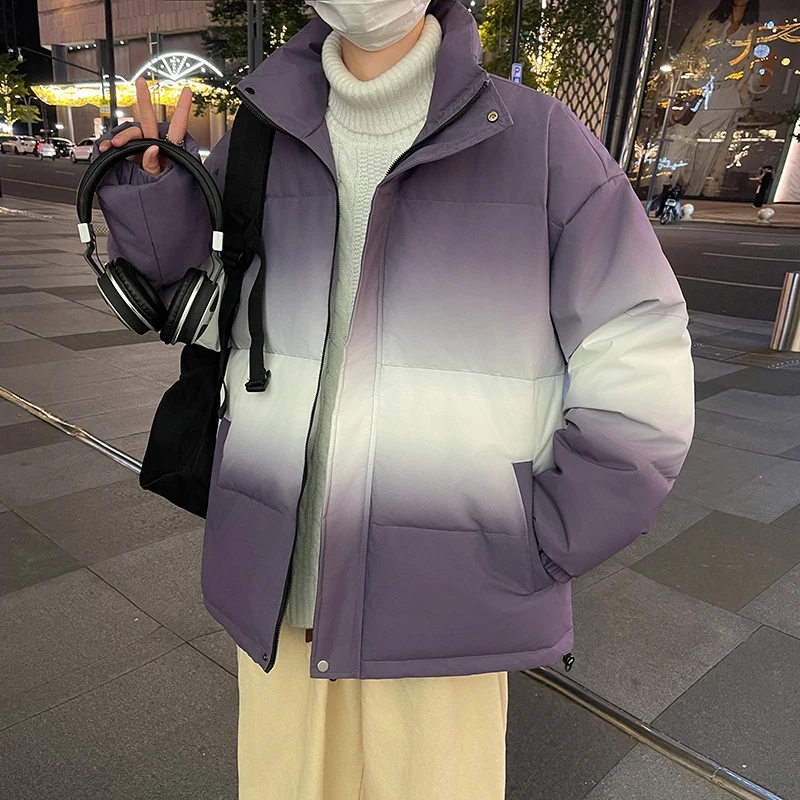 Gradient cotton clothes men's new winter fashion brand loose thickened warm stand-up collar bread jacket