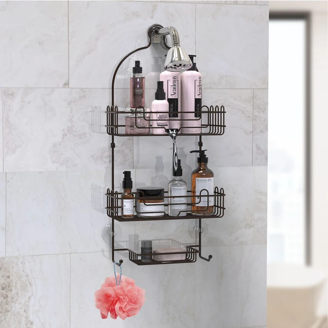 Shower Caddy Hanging Shelf with Hooks Suction Cups Stainless Steel Hanging  Door Shower Rack Rustproof Hanging Caddy Rack - AliExpress