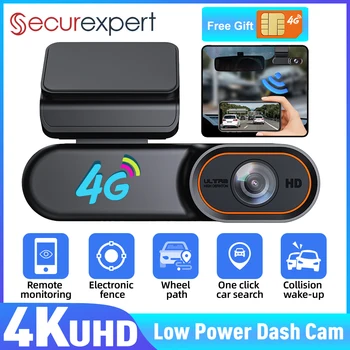 4G LTE Dash Cam GPS Logger 4K UHD Recording Car Camera DVR Night Vision Video Recorder Remote Monitoring 24H Parking Monitor