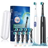 Smart Rotating Timing Electric Toothbrush, Rechargeable Rotary Toothbrush with 4 Heads, 5 Modes Setting Teeth Whitening Oral 6