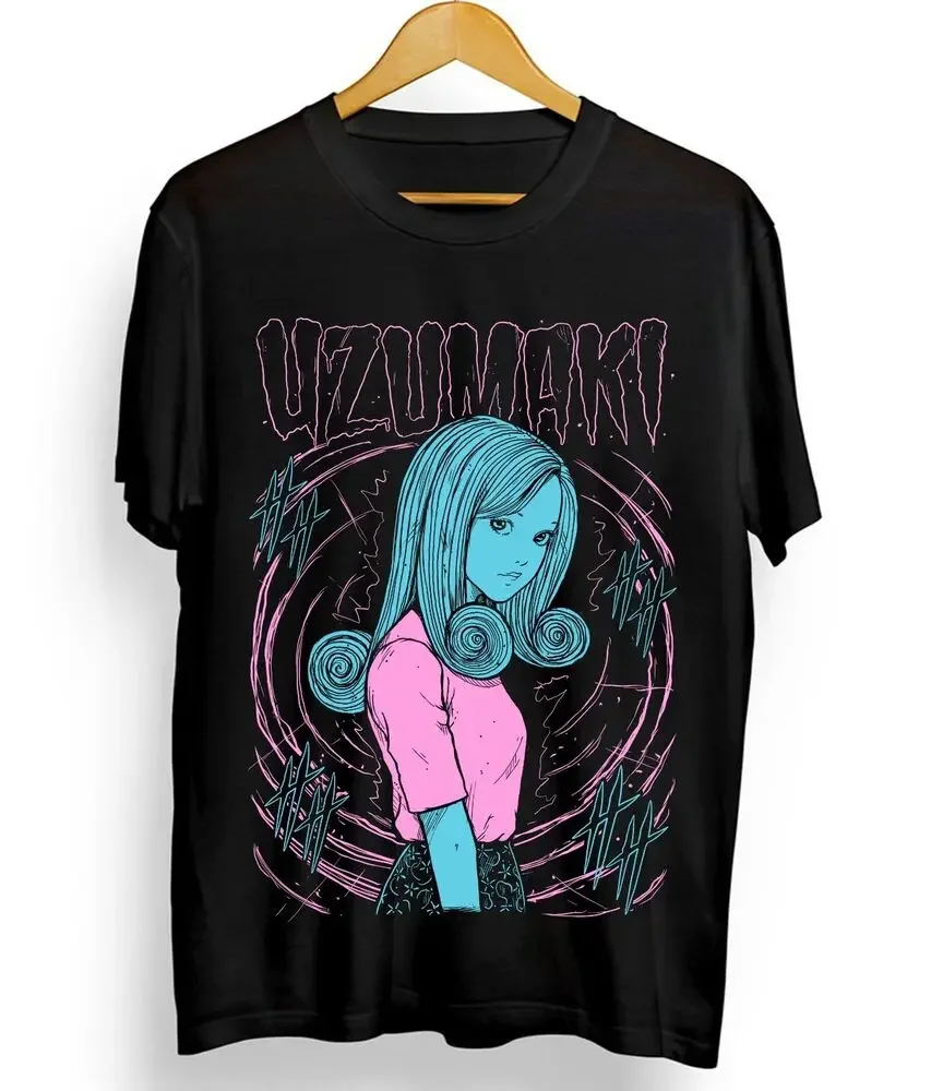 Junji Ito Uzumaki Horror Anime Graphic T-Shirt - Black