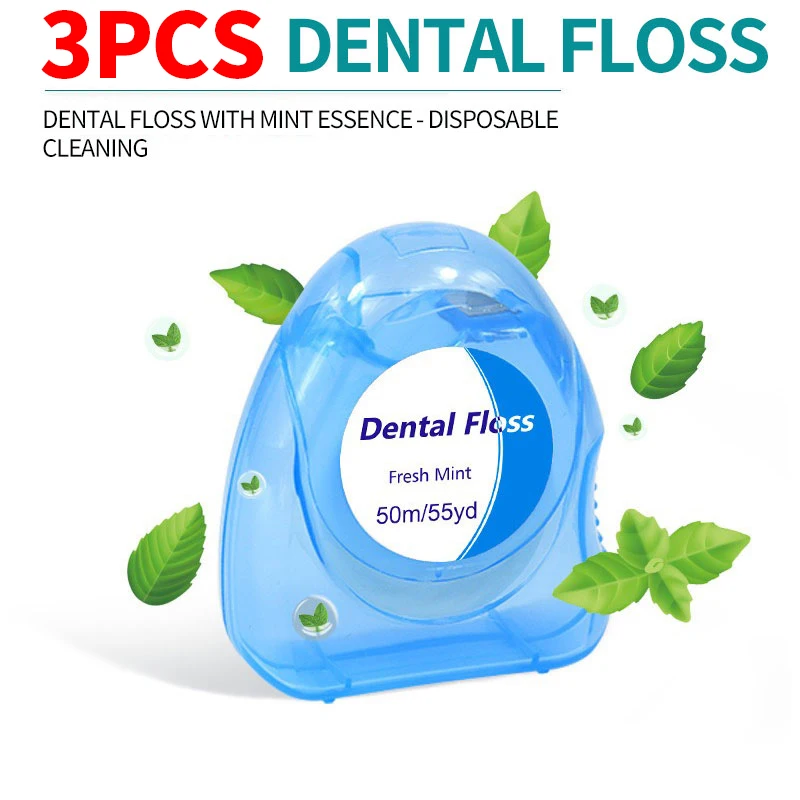 Dental Floss 3pcs Ultraclean Mint Effective Plaque Removal Teeth&Gum Protection Shred Resistant For Thoroughly Clean In Tight Area