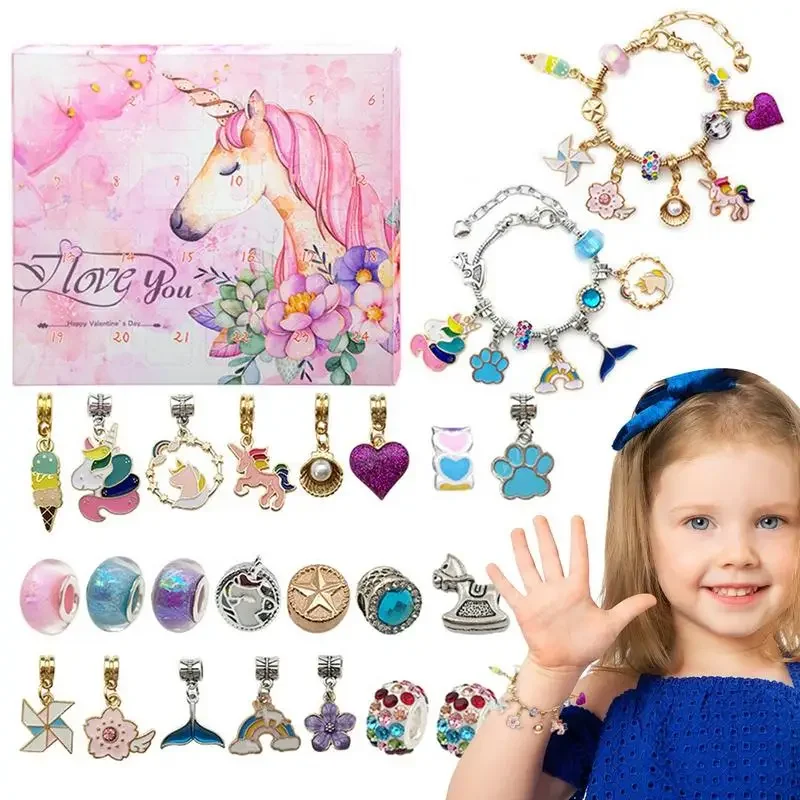 DIY Merry Christmas Jewelry Kit Box girls Advent Calendar Party Decor Countdown Calendars Home Kids Supplies Xmas Party