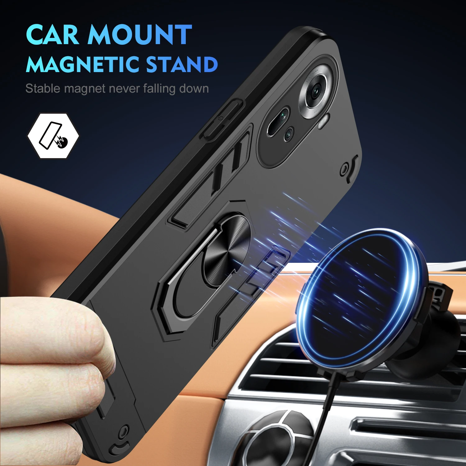 Luxurious Magnetic Phone Holder Case with Protective Bumper